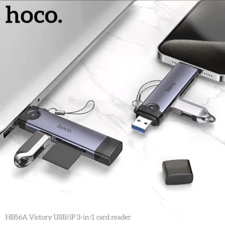 การ์ดรีดเดอร์ 3IN1 HOCO HB56A USB + IOS LIGHTNING อ่าน SD CARD, MICRO SD CARD, USB FLASH DRIVE รองรับ OTG ความเร็วสูง 5GBPS_9